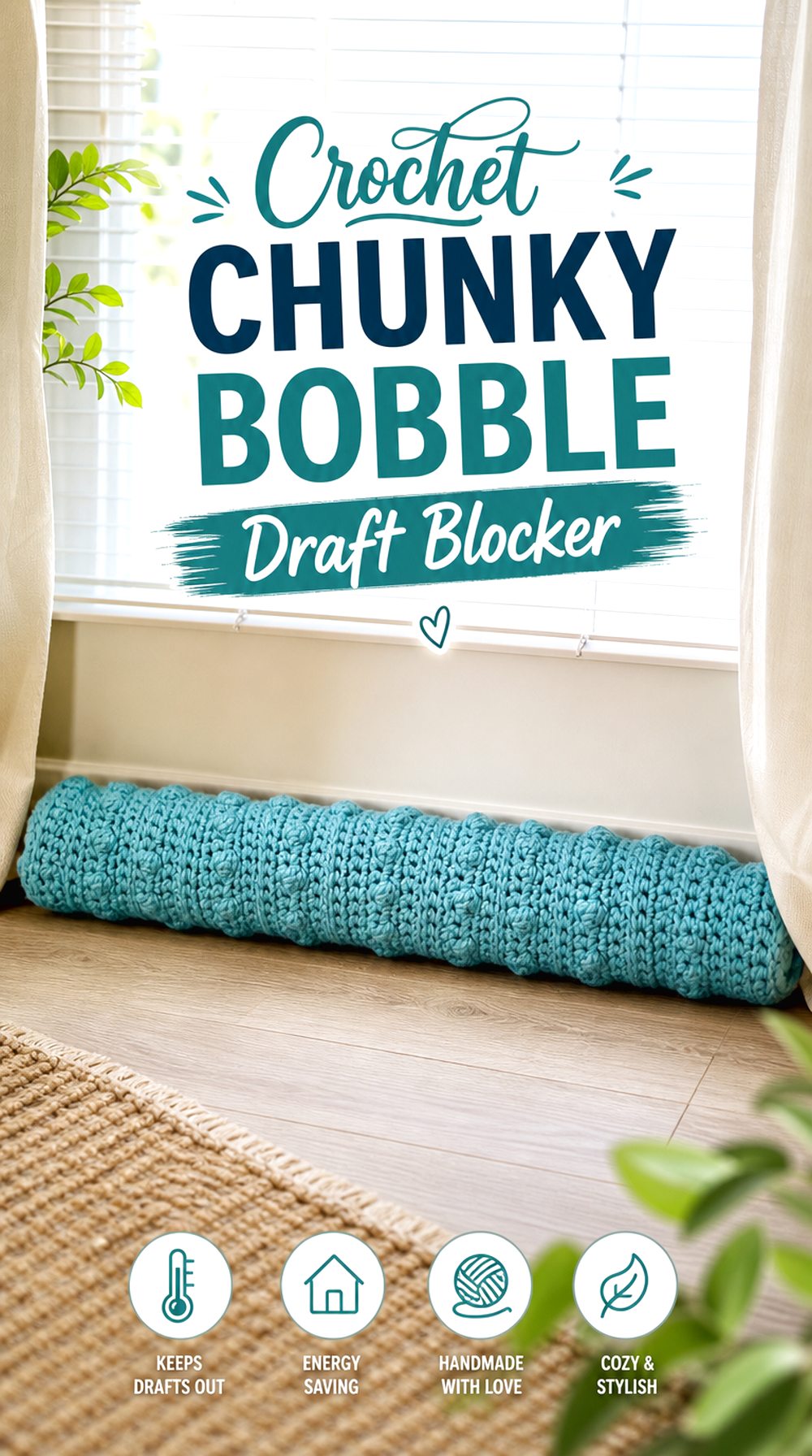 Crochet Chunky Bobble Draft Blocker