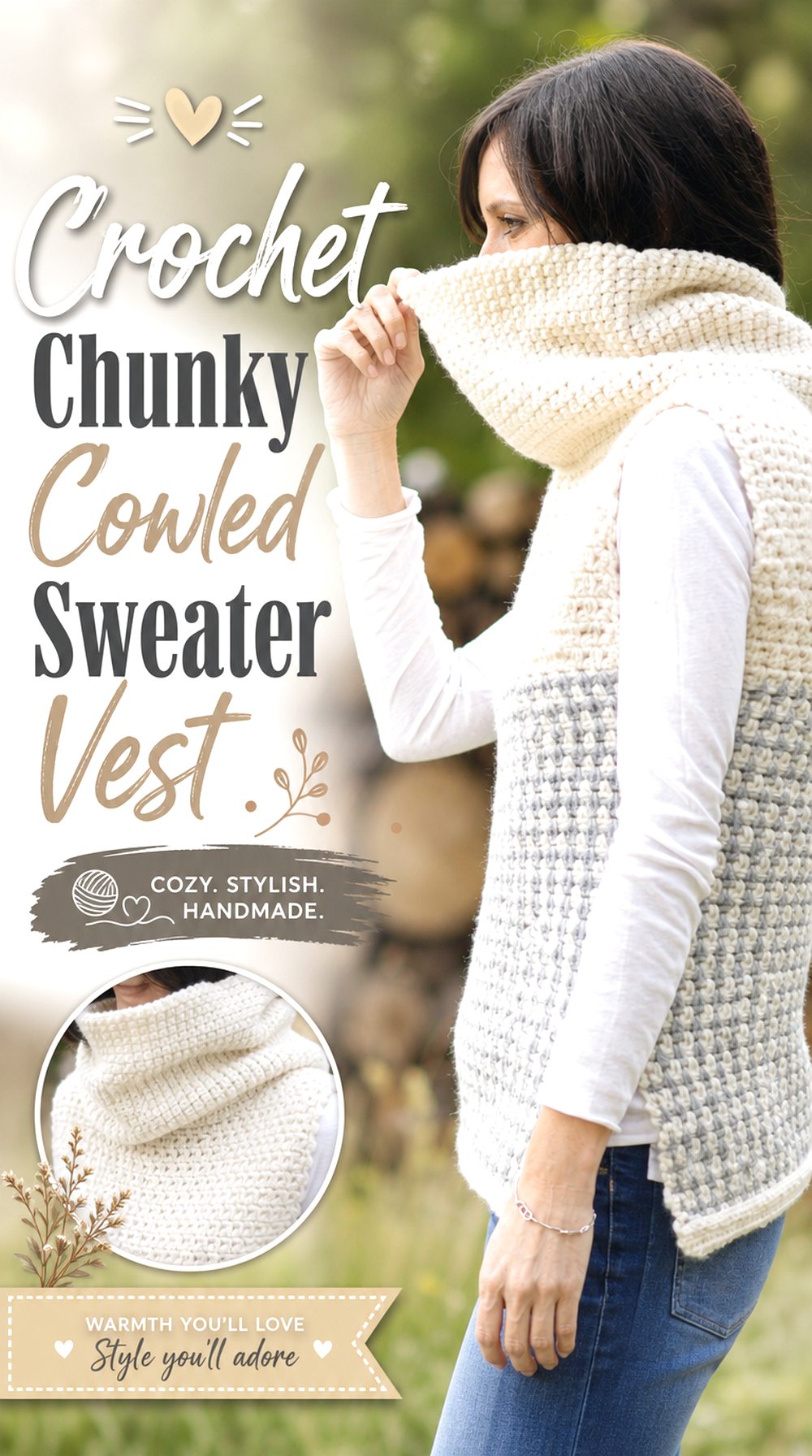 Crochet Chunky Cowled Sweater Vest