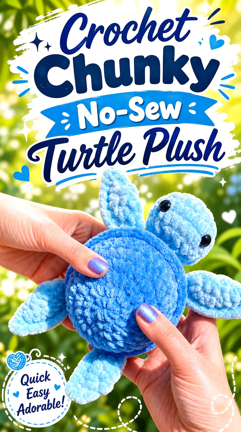Crochet Chunky No Sew Turtle Plush
