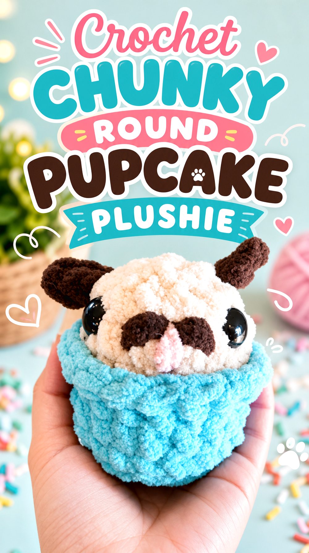 Crochet Chunky Round Pupcake Plushie