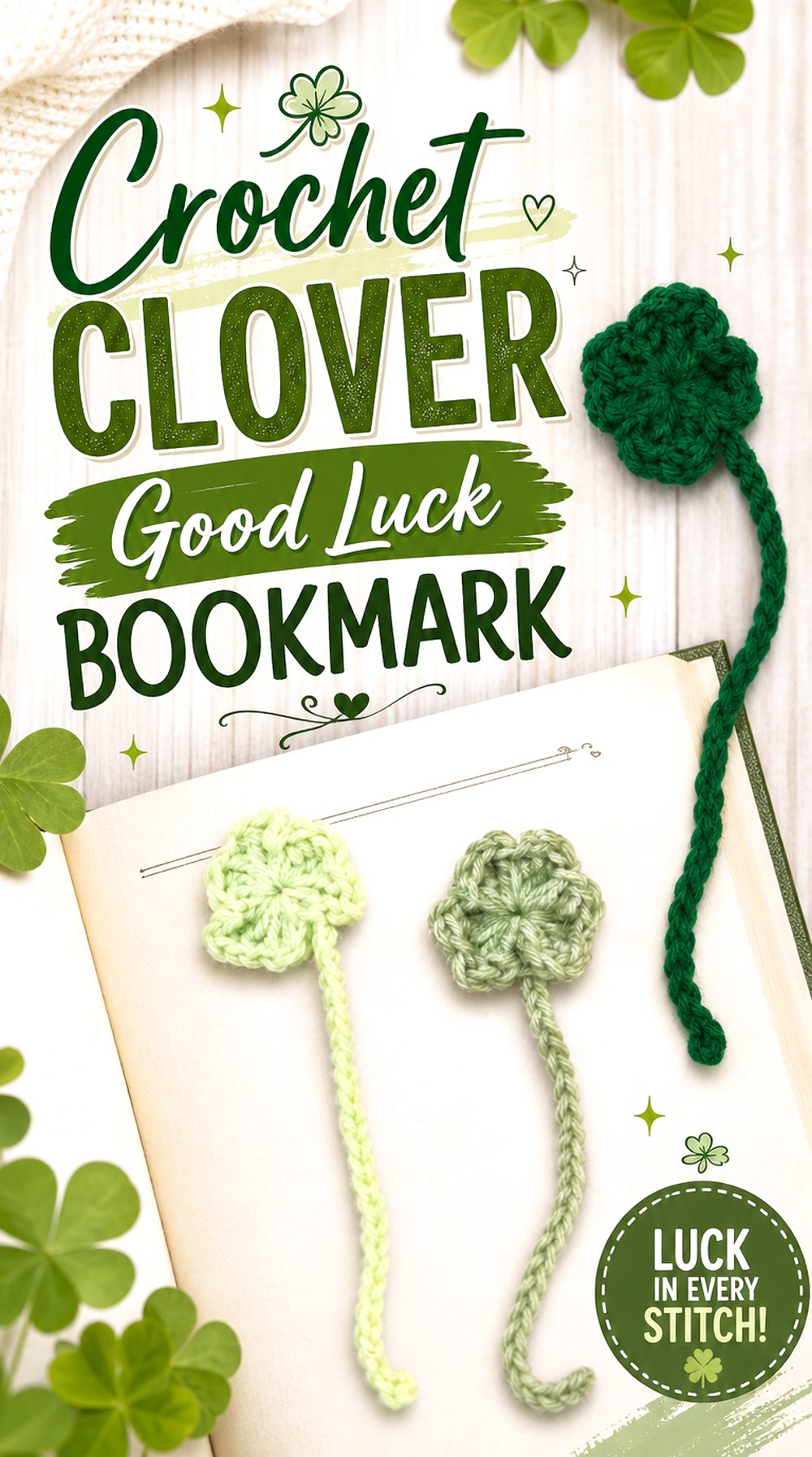 Crochet Clover Good Luck Bookmark