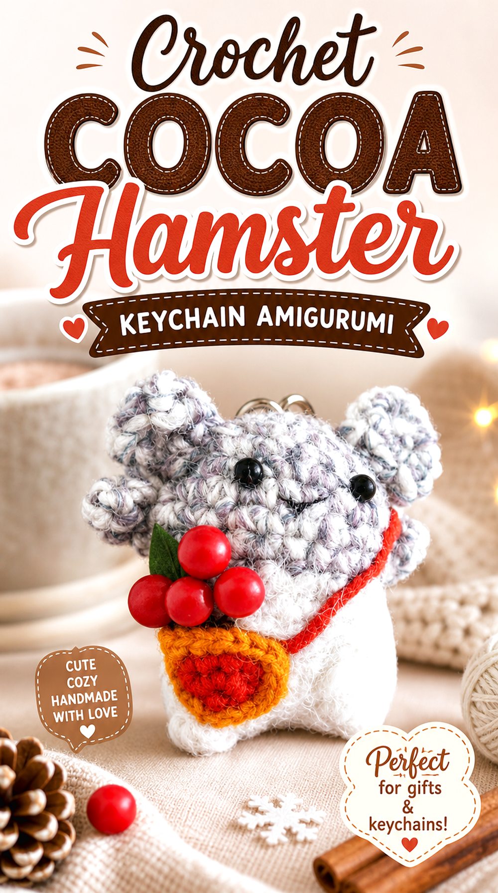Crochet Cocoa Hamster Keychain Amigurumi