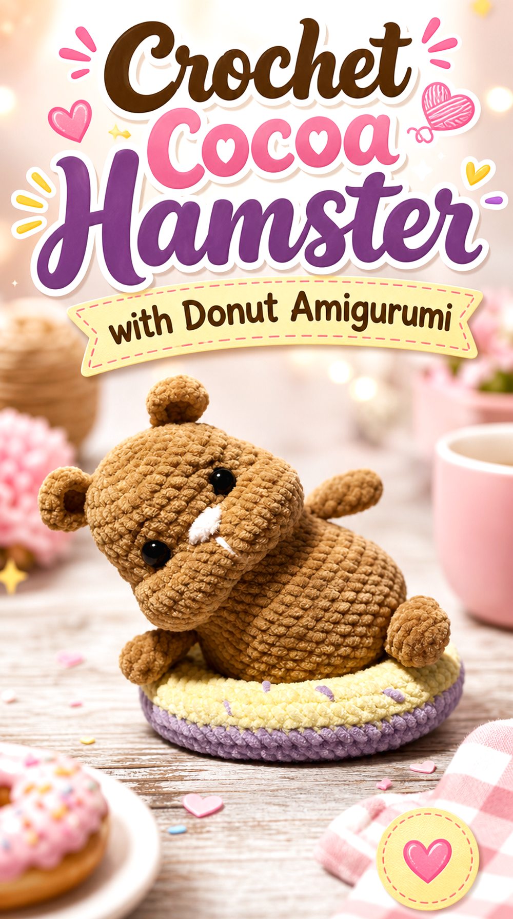 Crochet Cocoa Hamster with Donut Amigurumi