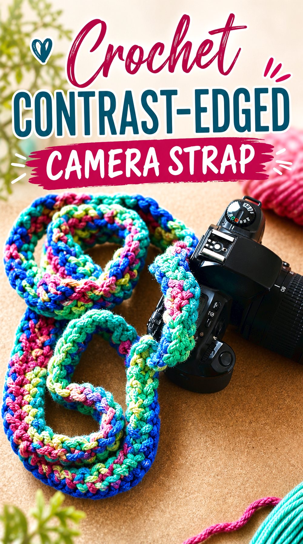 Crochet Contrast Edged Camera Strap