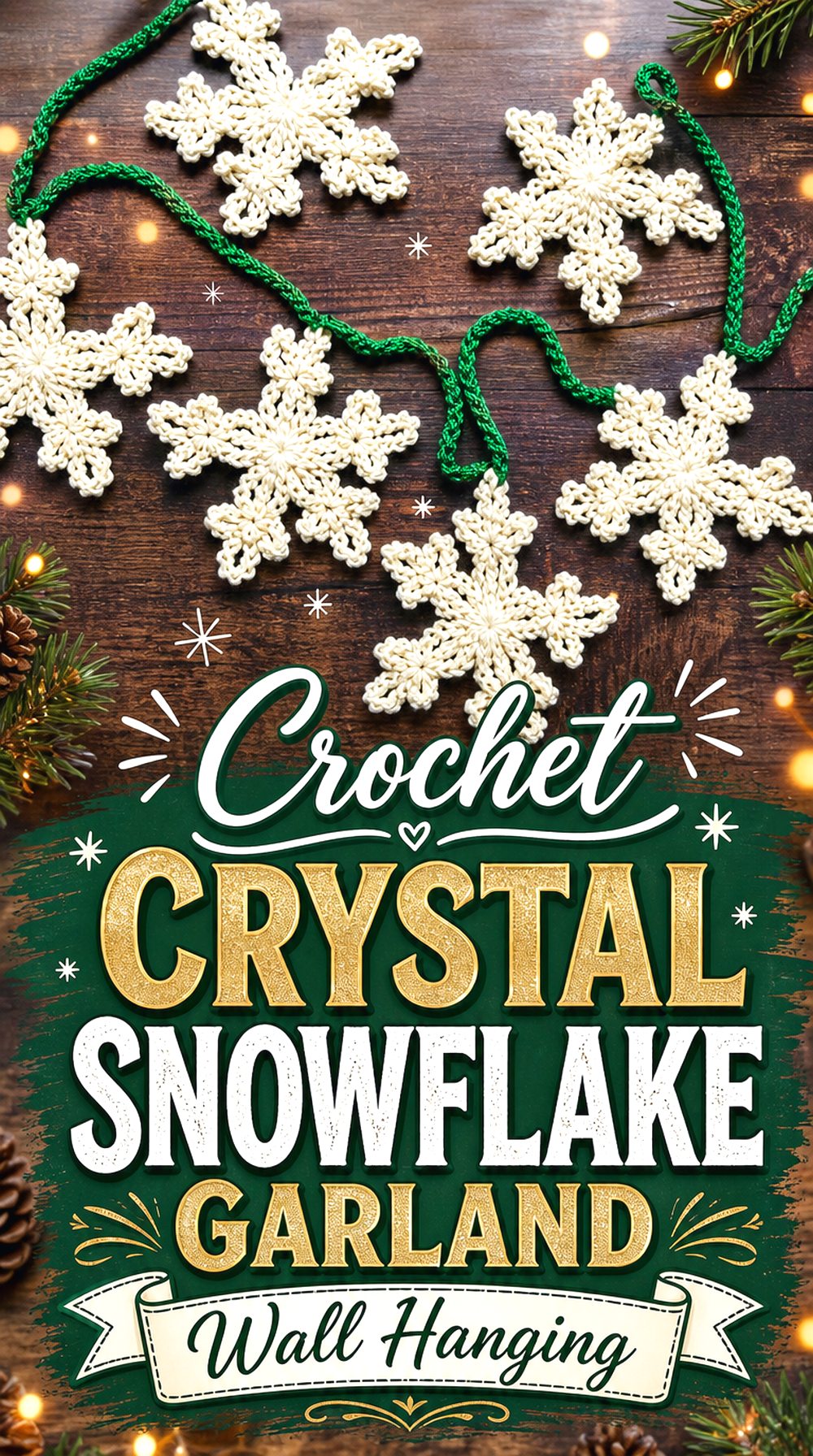 Crochet Crystal Snowflake Garland Wall Hanging