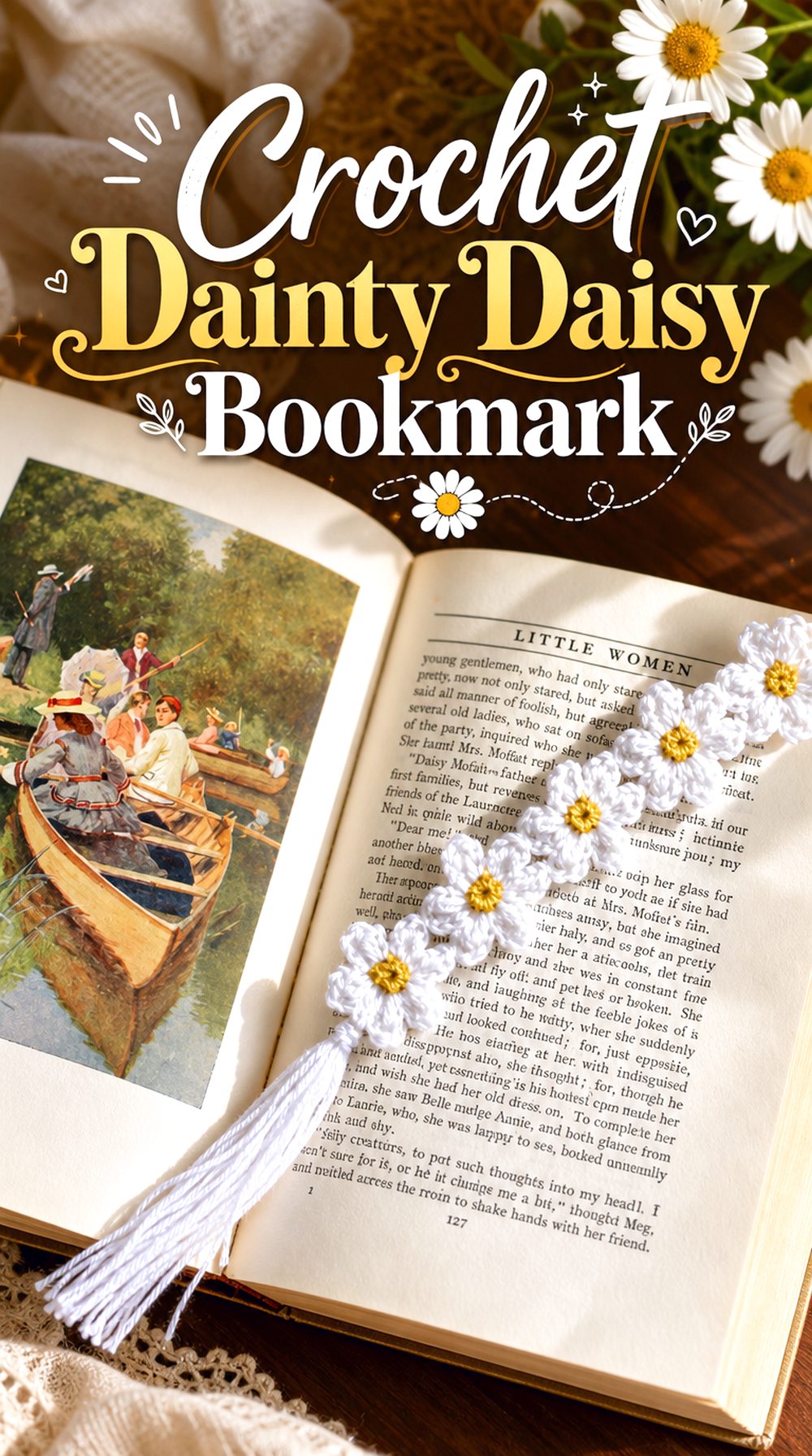 Crochet Dainty Daisy Bookmark