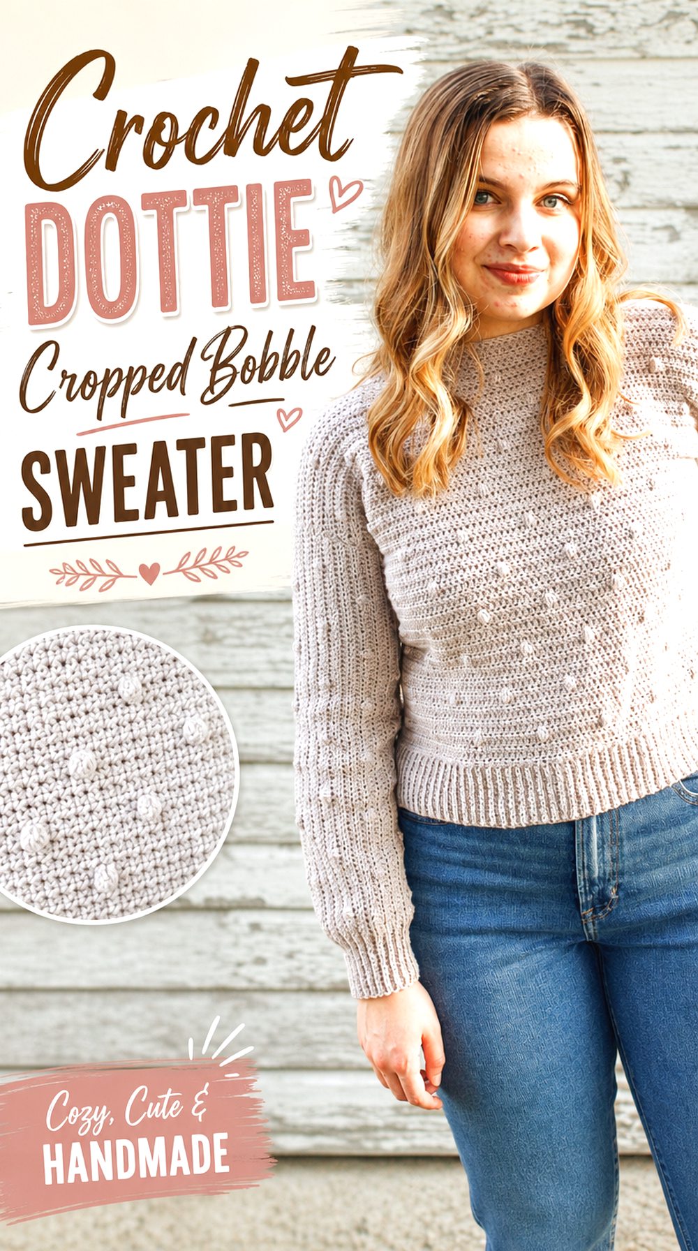 Crochet Dottie Cropped Bobble Sweater