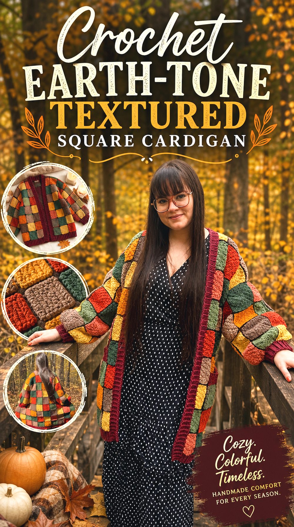 Crochet Earth Tone Textured Square Cardigan