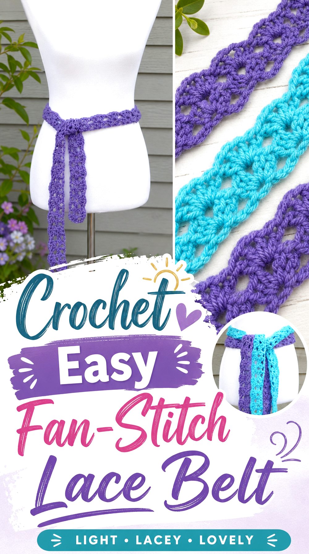 Crochet Easy Fan Stitch Lace Belt