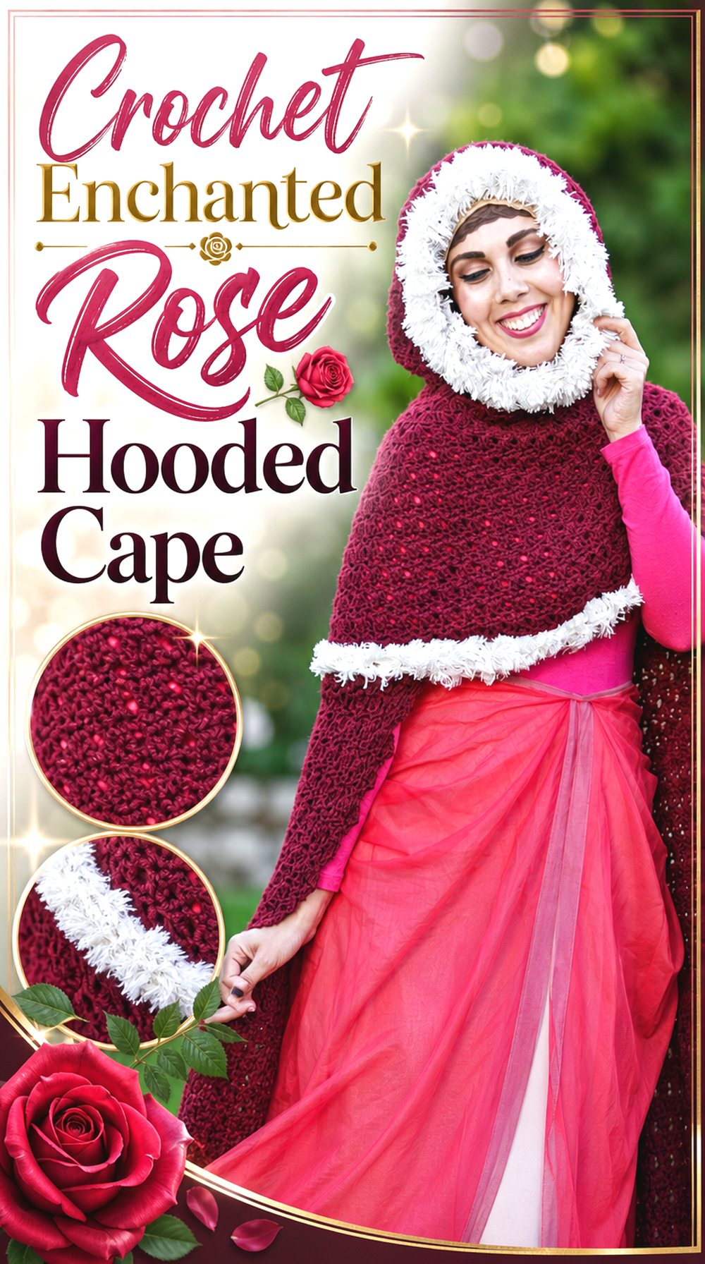 Crochet Enchanted Rose Hooded Cape