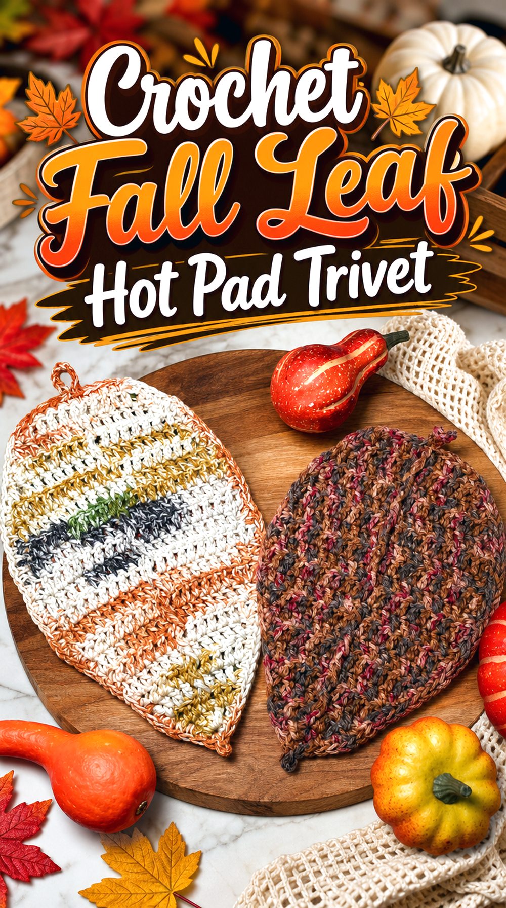 Crochet Fall Leaf Hot Pad Trivet
