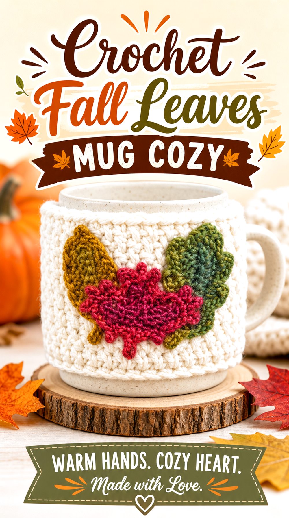 Crochet Fall Leaves Mug Cozy