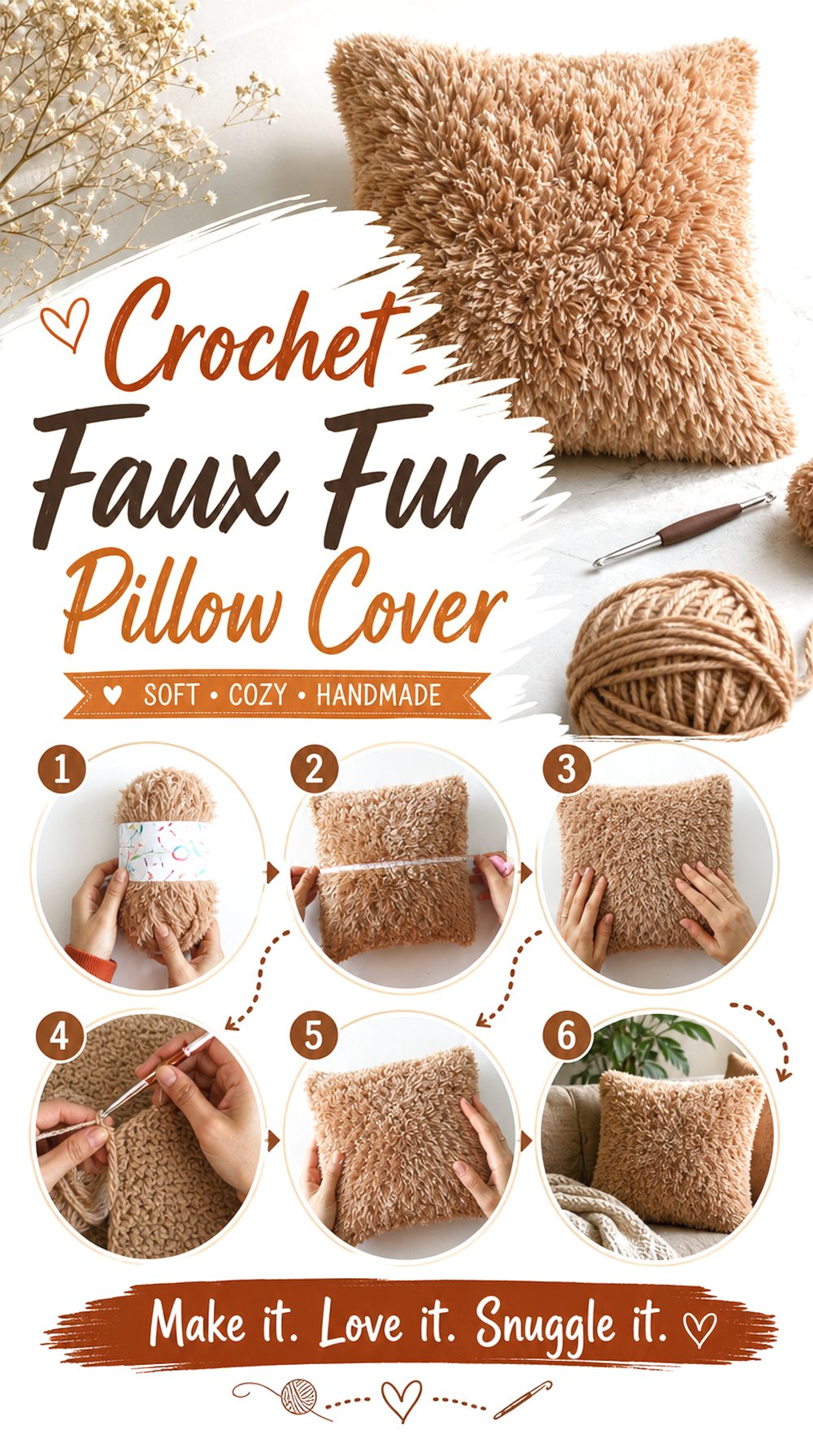 Crochet Faux Fur Pillow Cover