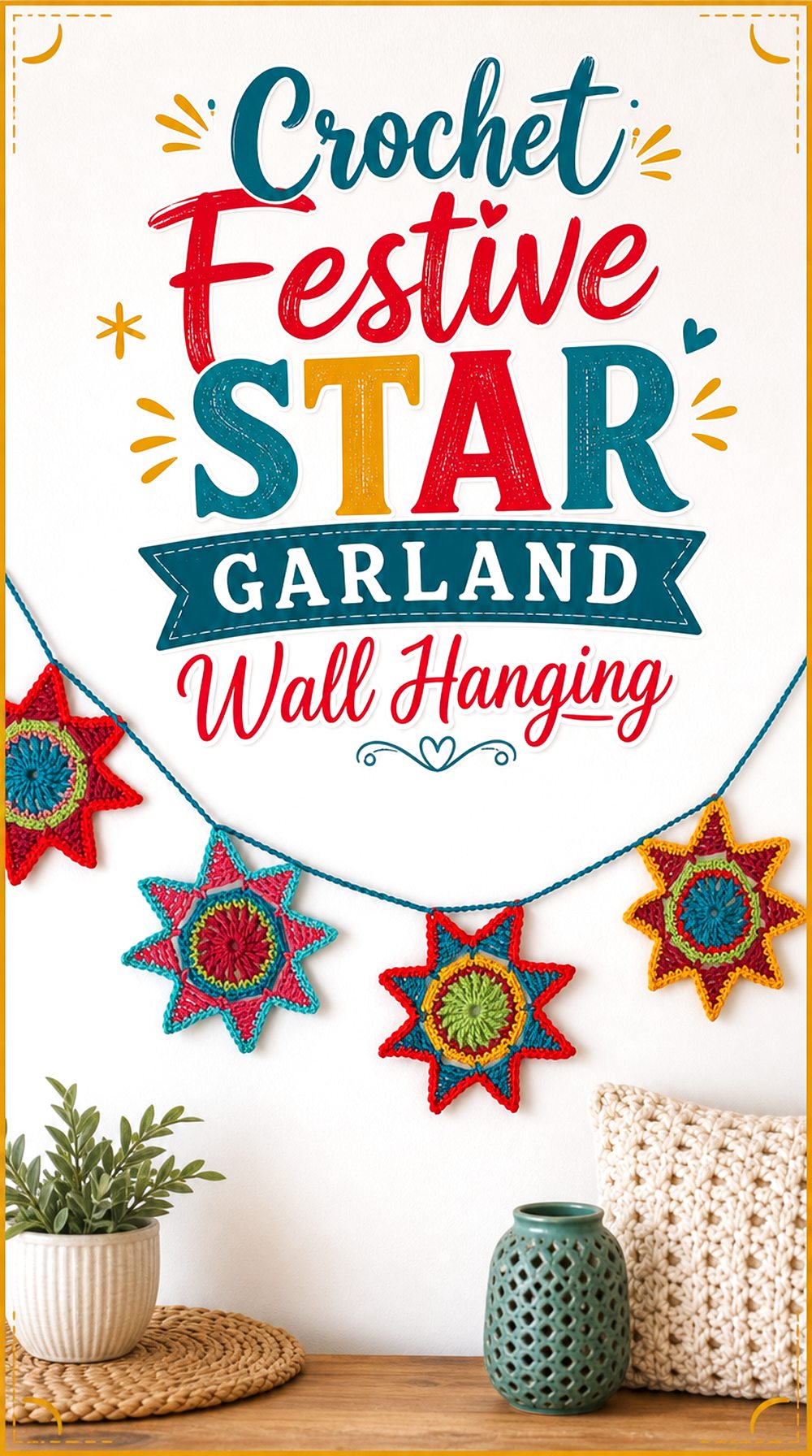 Crochet Festive Star Garland Wall Hanging