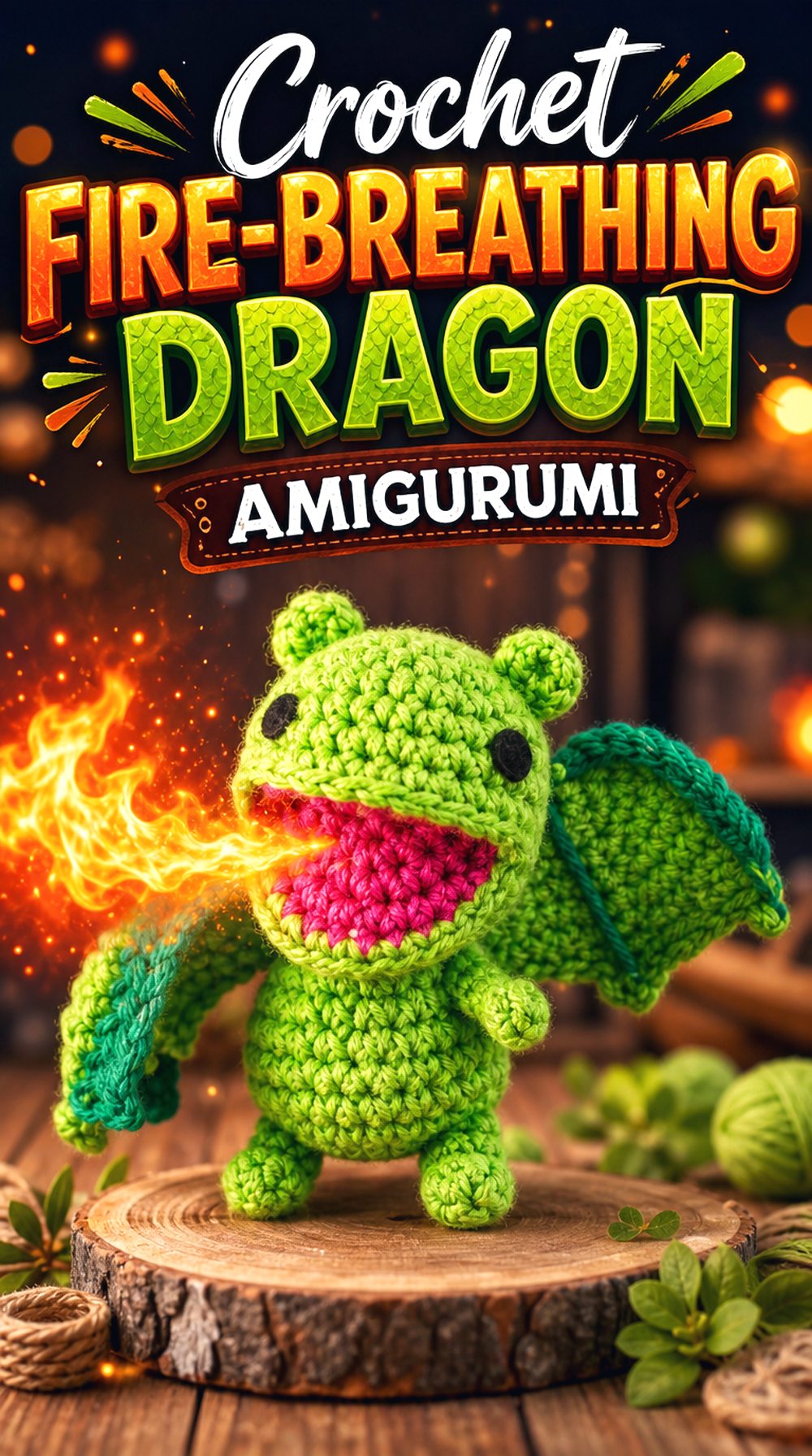 Crochet Fire Breathing Dragon Amigurumi