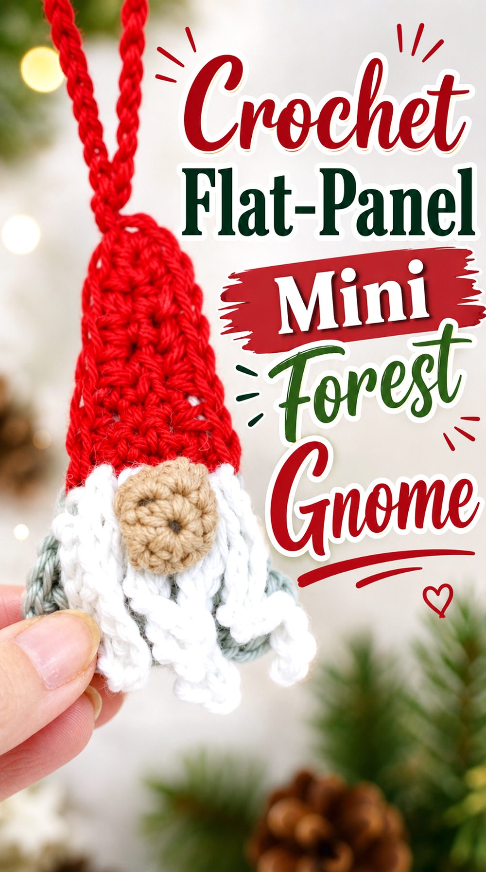 Crochet Flat Panel Mini Forest Gnome