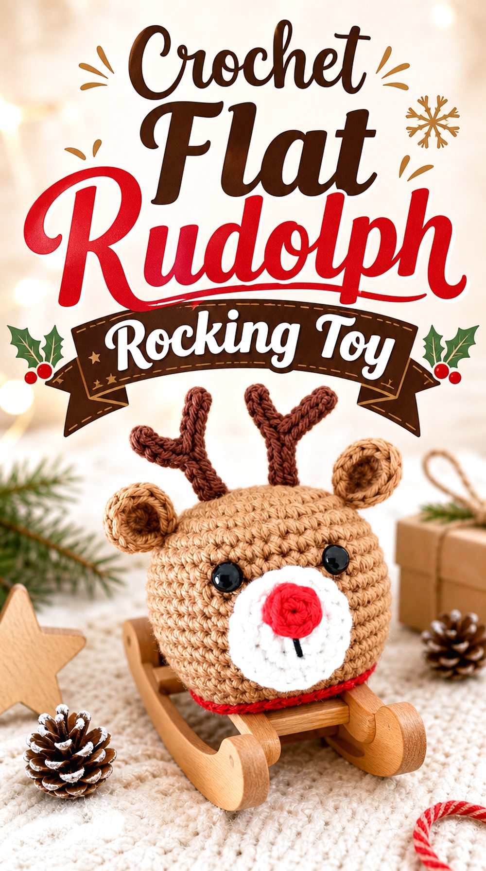 Crochet Flat Rudolph Rocking Toy