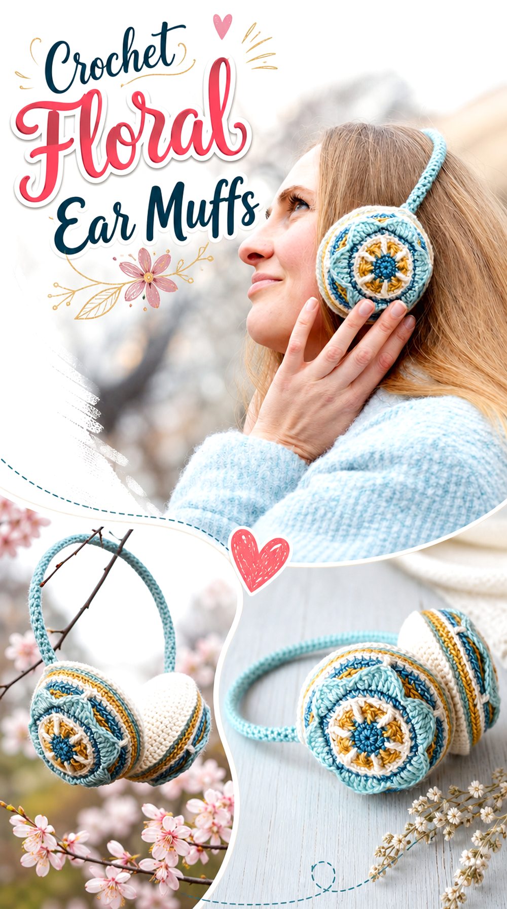 Crochet Floral Ear Muffs
