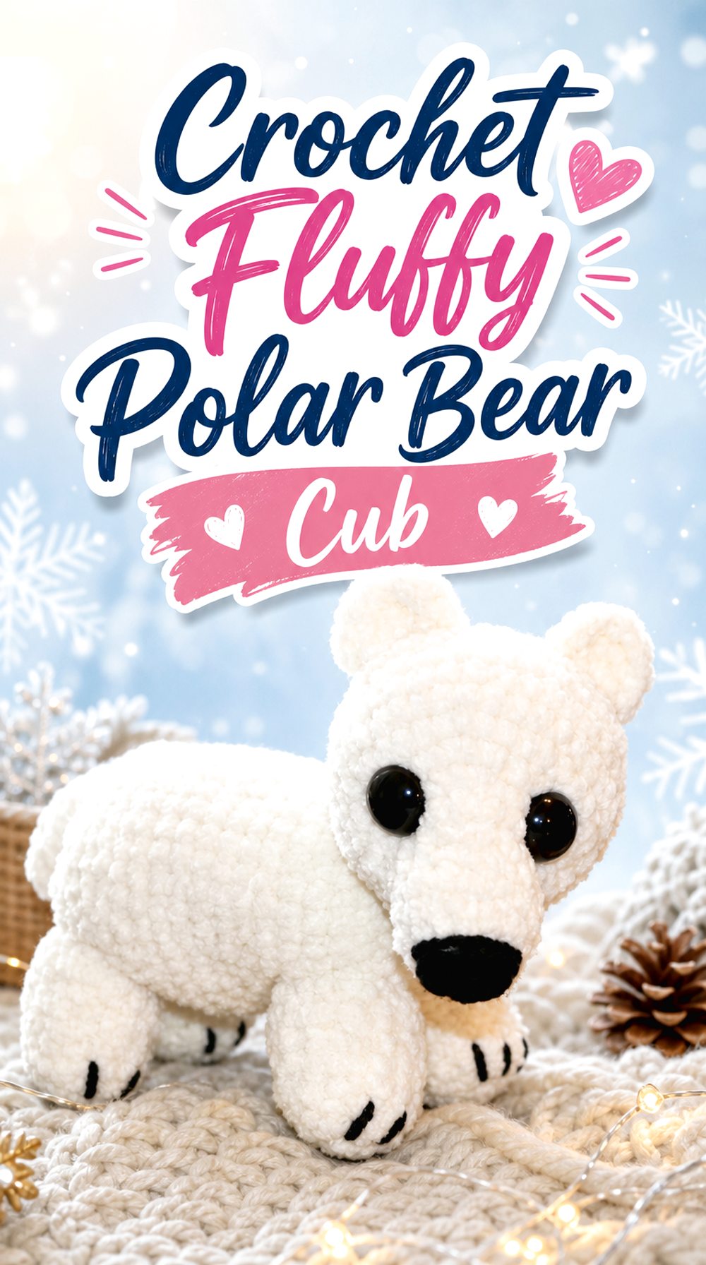 Crochet Fluffy Polar Bear Cub