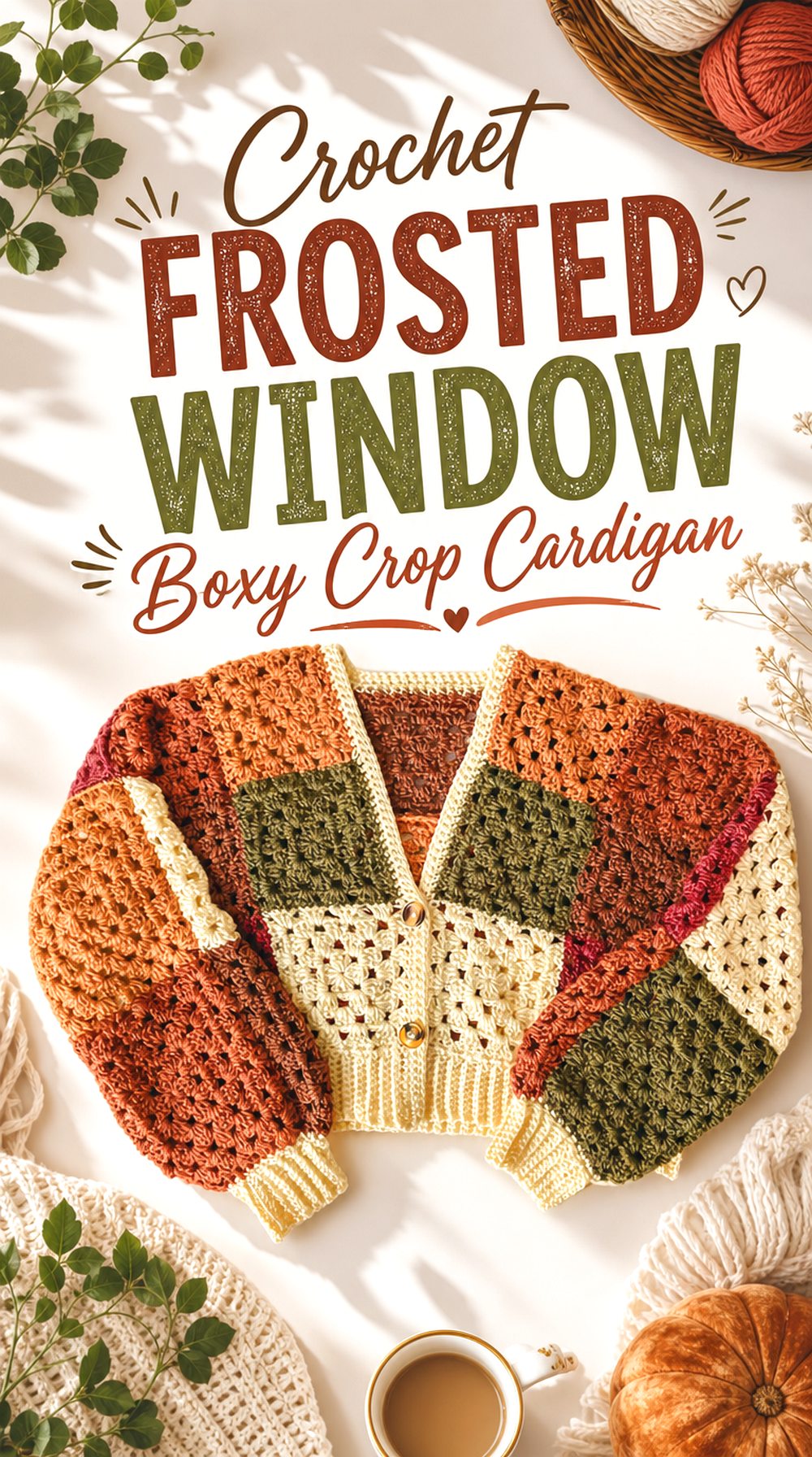 Crochet Frosted Window Boxy Crop Cardigan