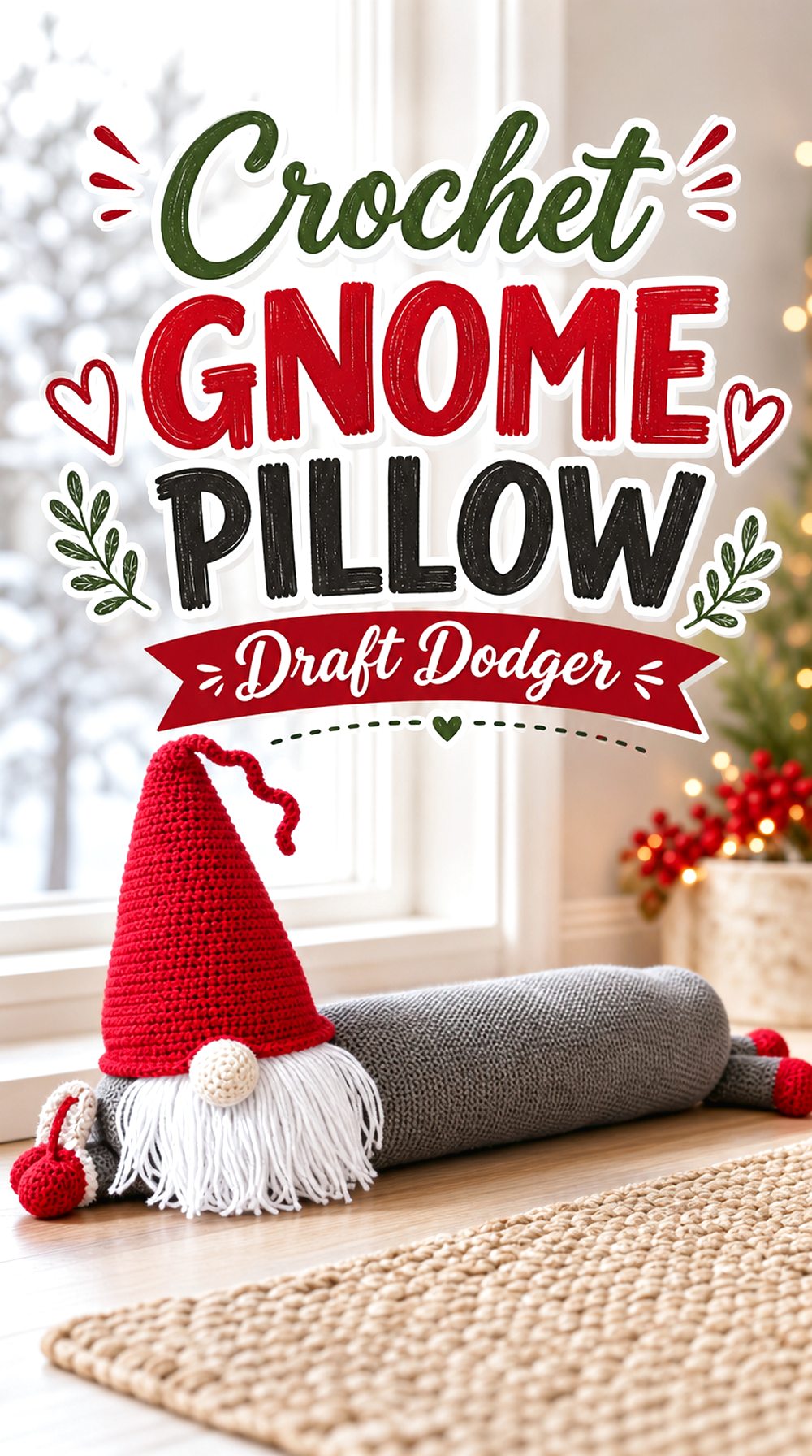 Crochet Gnome Pillow Draft Dodger