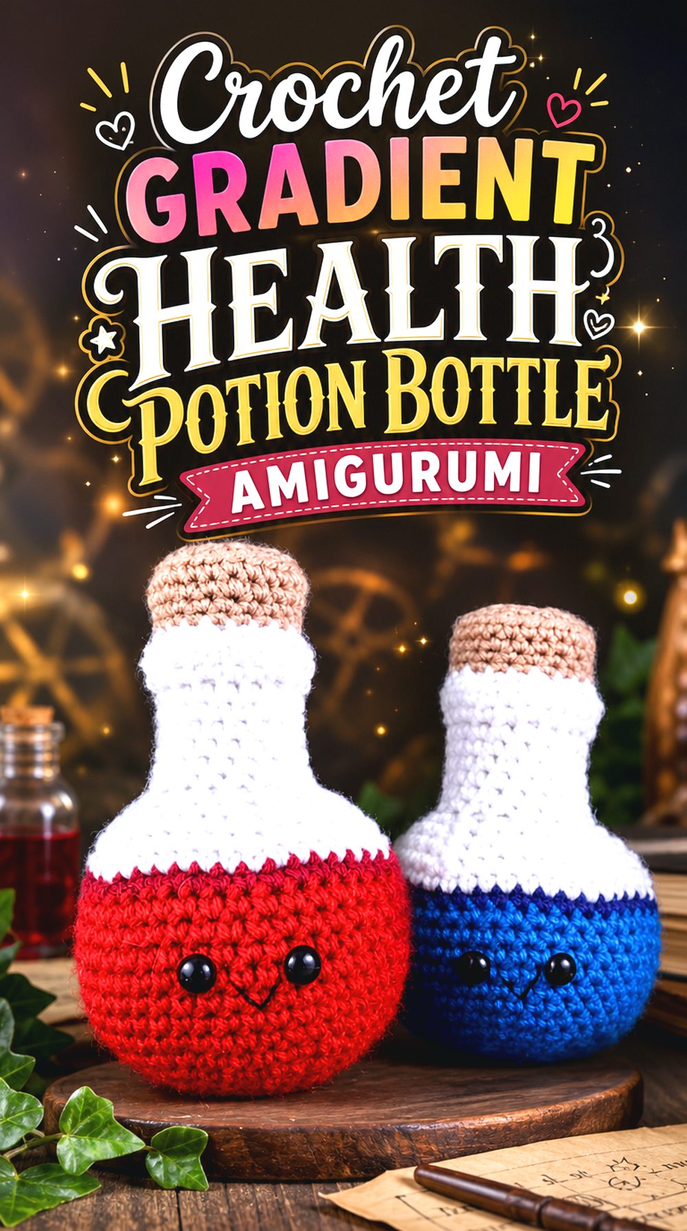 Crochet Gradient Health Potion Bottle Amigurumi