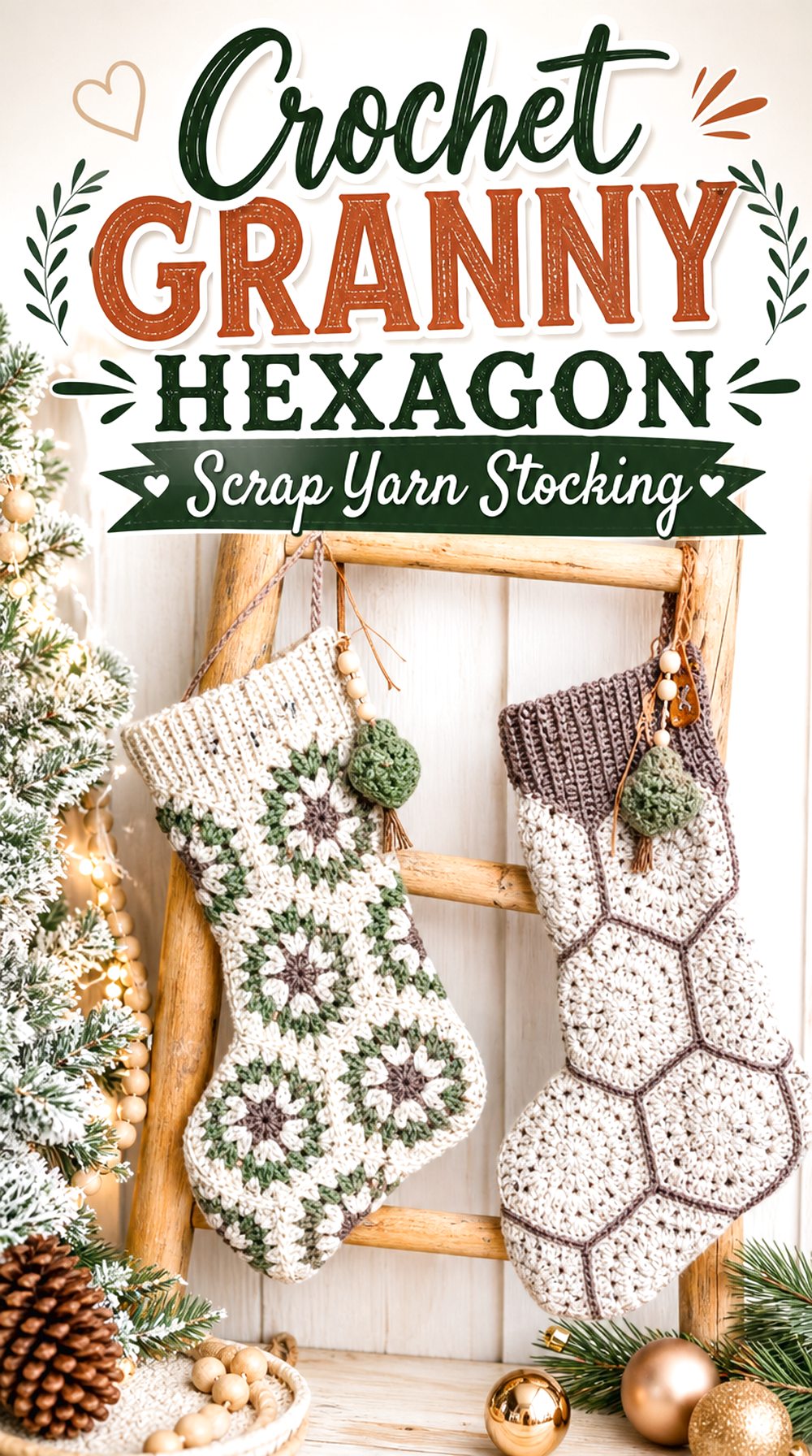 Crochet Granny Hexagon Scrap Yarn Stocking