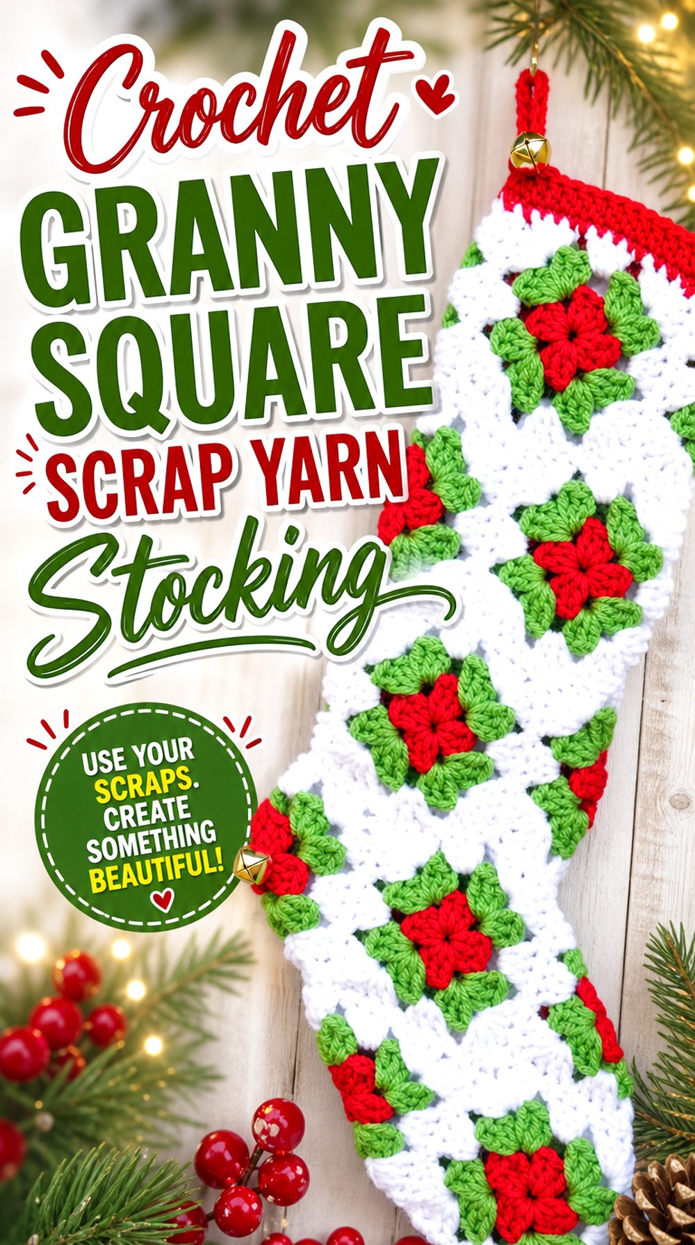 Crochet Granny Square Scrap Yarn Stocking
