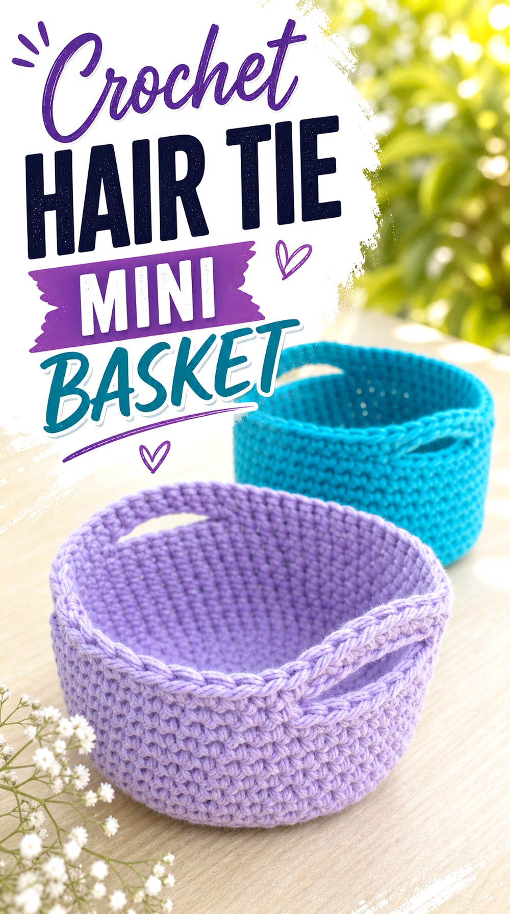 Crochet Hair Tie Mini Basket