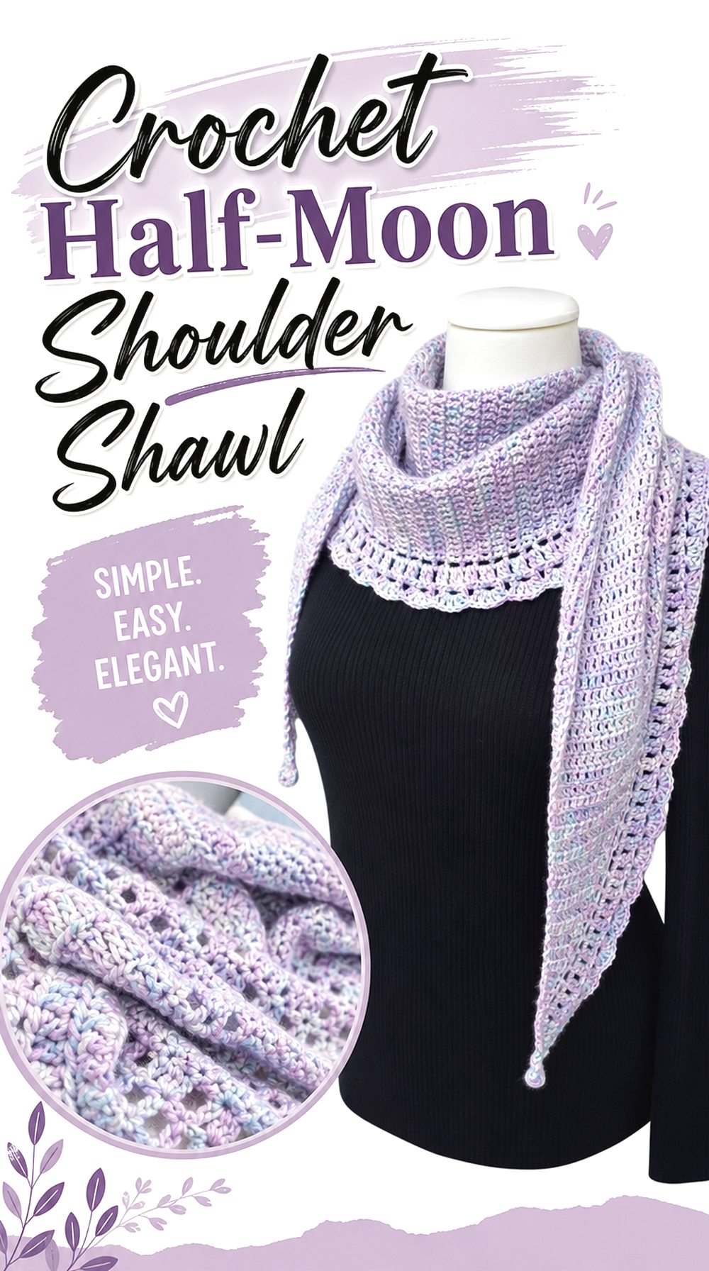 Crochet Half Moon Shoulder Shawl