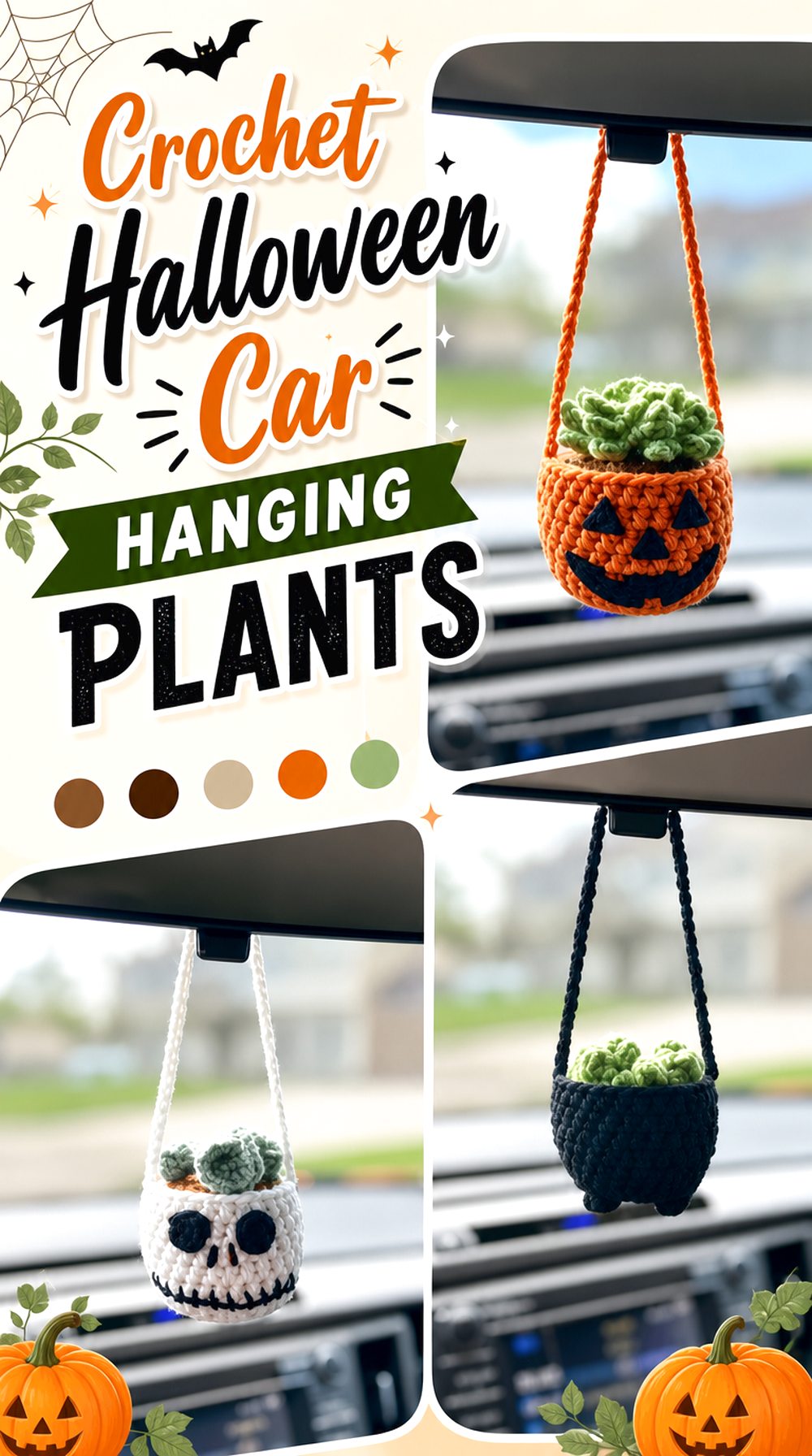 Crochet Halloween Car Hanging Plants