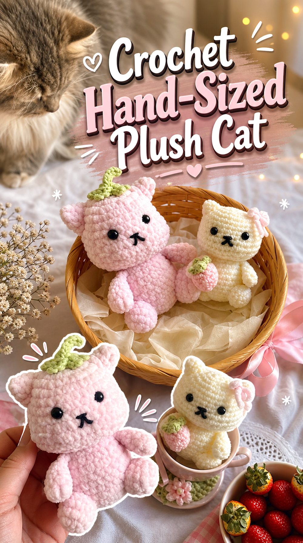 Crochet Hand Sized Plush Cat