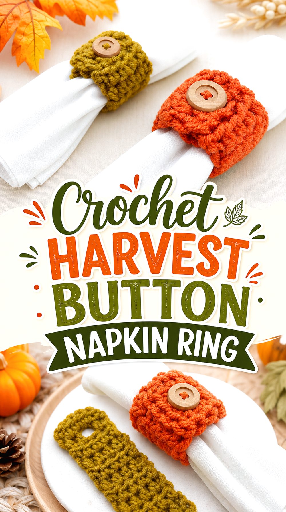 Crochet Harvest Button Napkin Ring