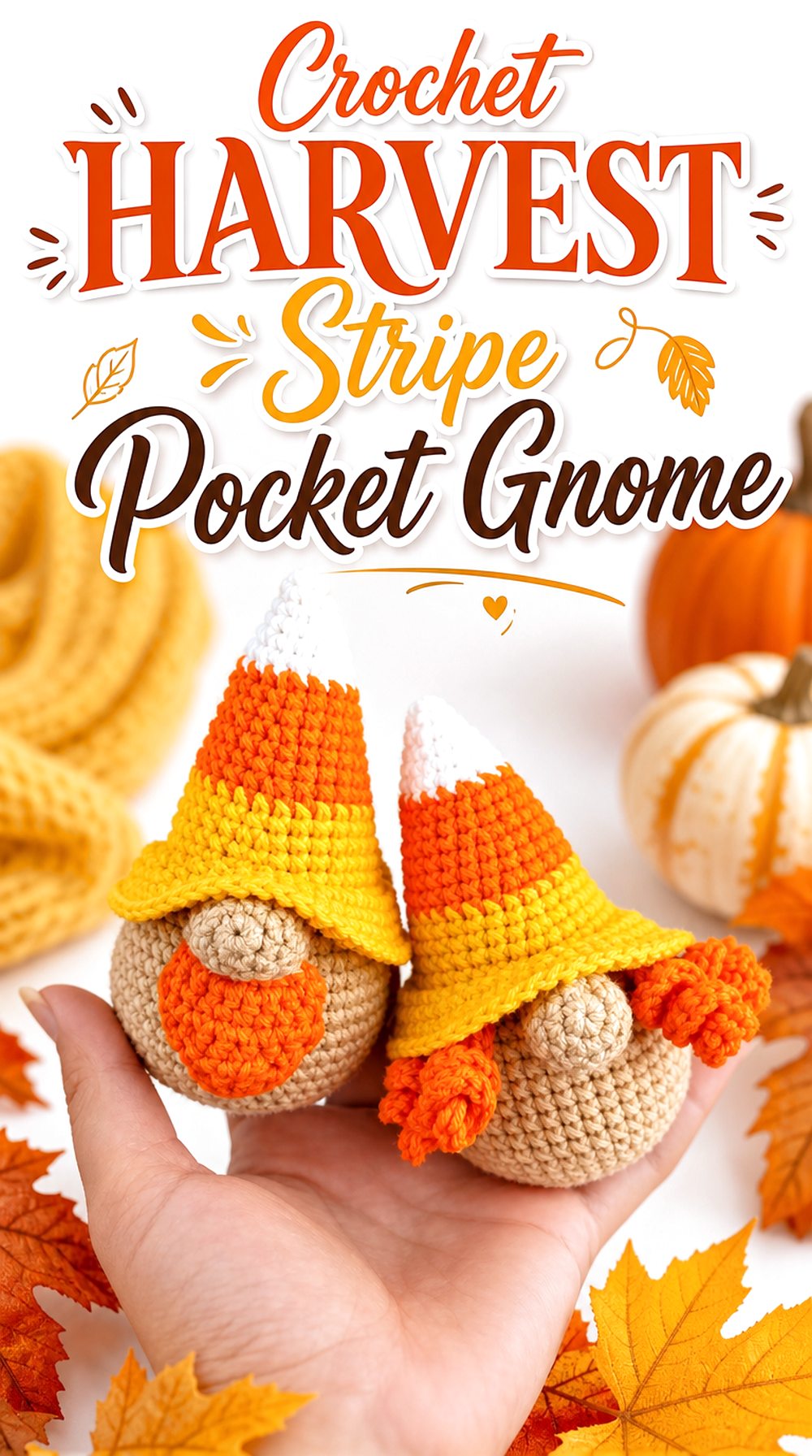 Crochet Harvest Stripe Pocket Gnome