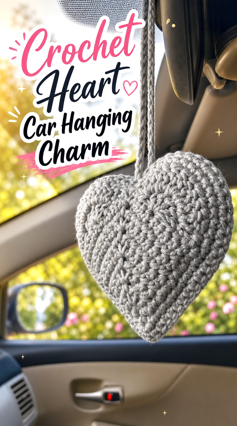 Crochet Heart Car Hanging Charm