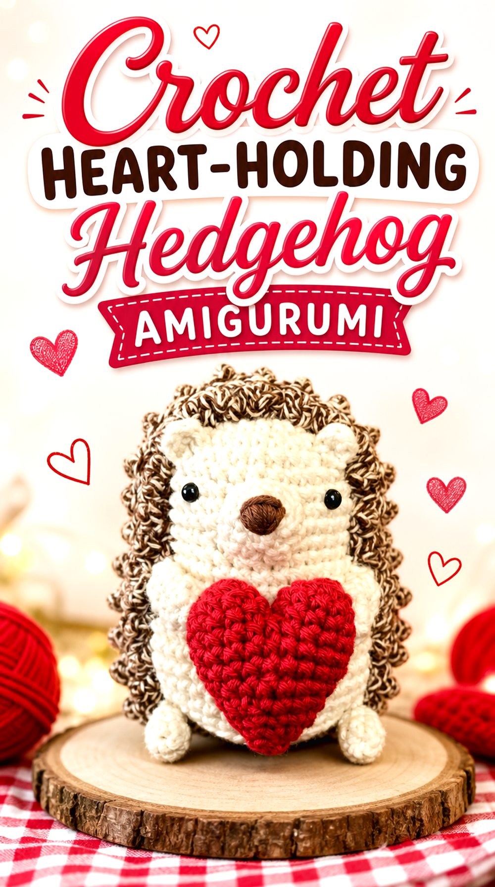 Crochet Heart Holding Hedgehog Amigurumi