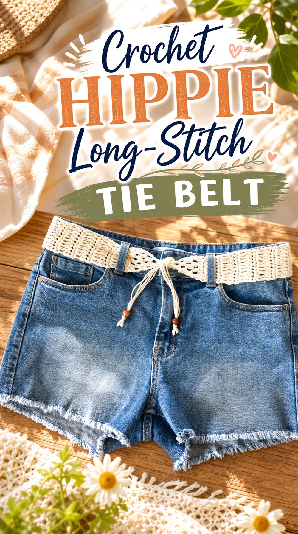 Crochet Hippie Long Stitch Tie Belt