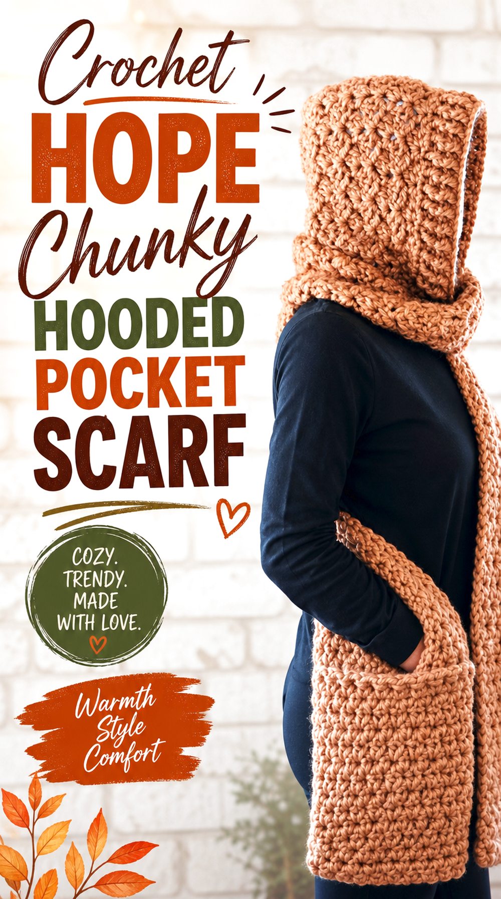 Crochet Hope Chunky Hooded Pocket Scarf