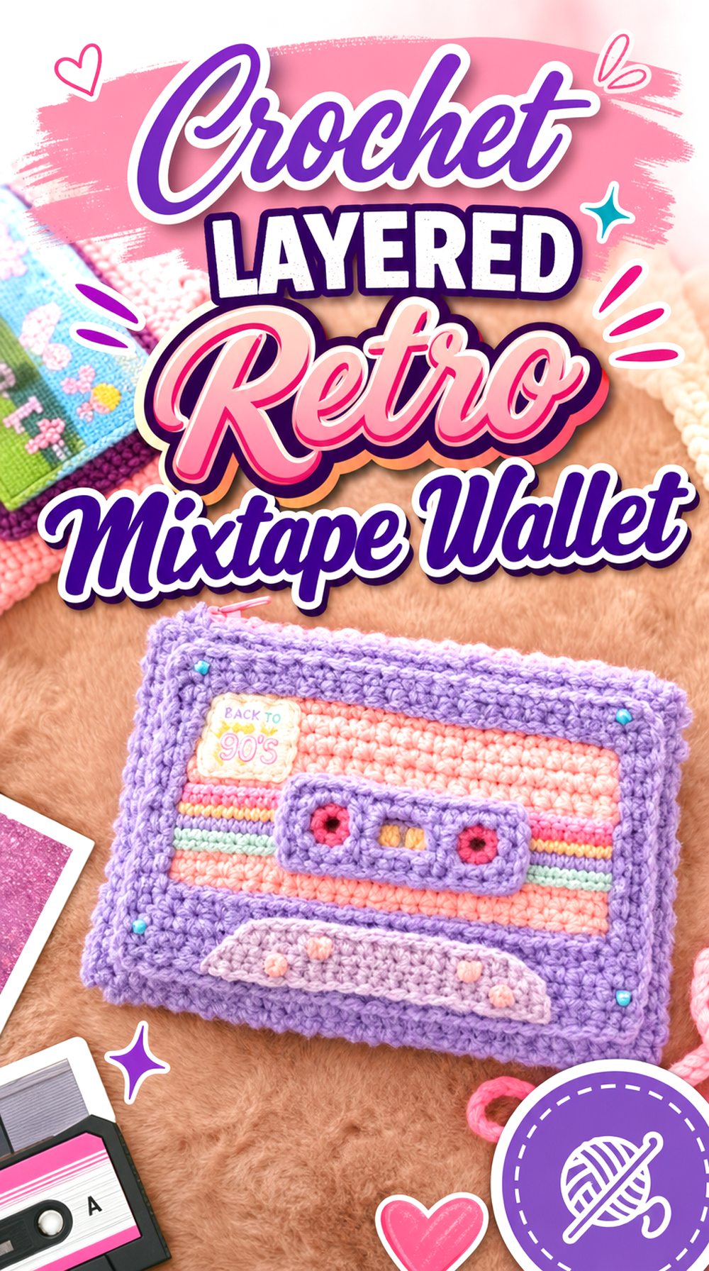 Crochet Layered Retro Mixtape Wallet
