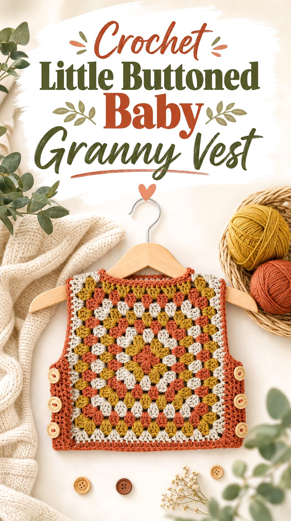 Crochet Little Buttoned Baby Granny Vest