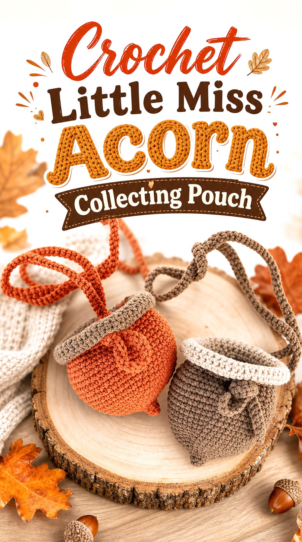 Crochet Little Miss Acorn Collecting Pouch