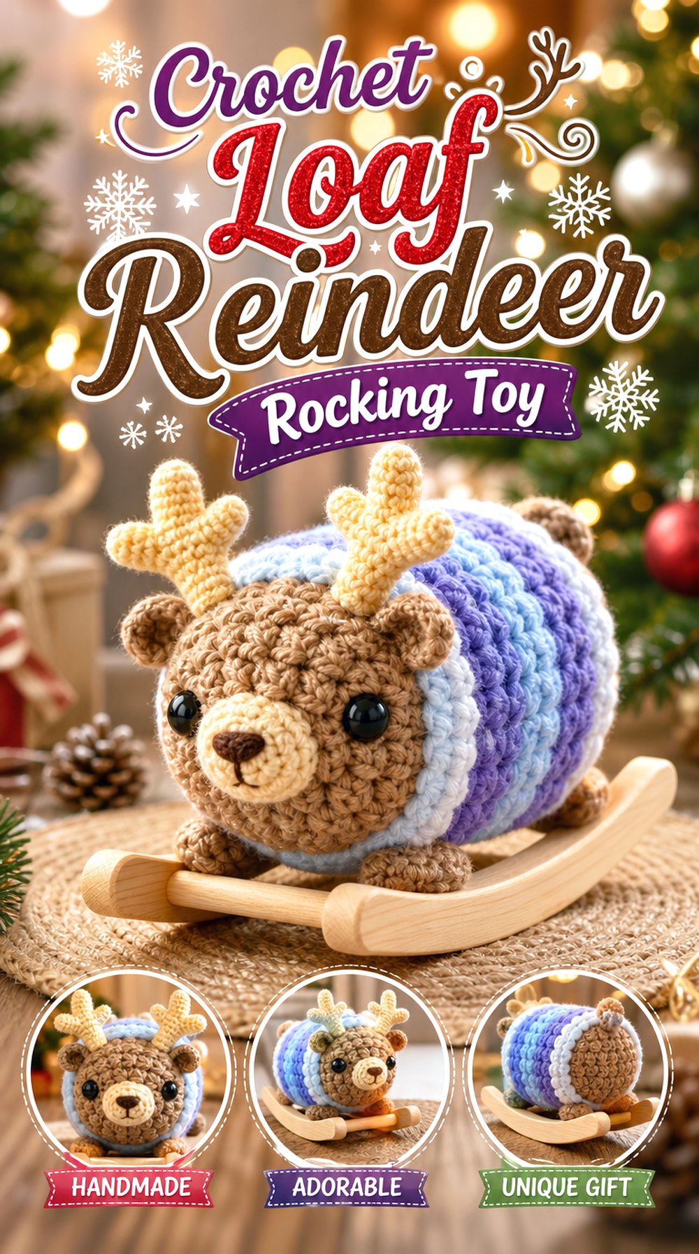 Crochet Loaf Reindeer Rocking Toy