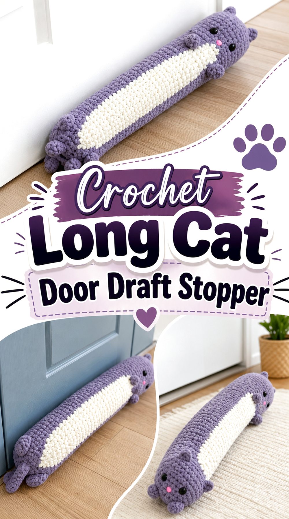 Crochet Long Cat Door Draft Stopper