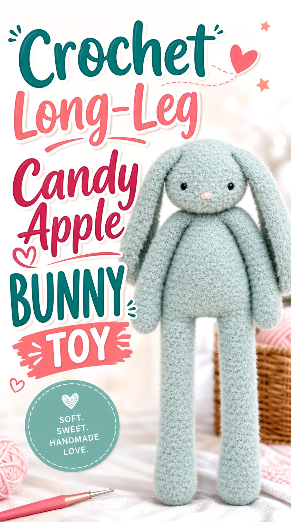 Crochet Long Leg Candy Apple Bunny Toy