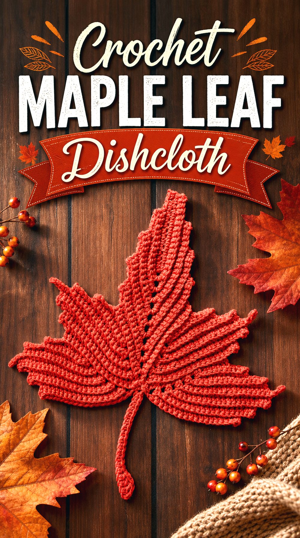 Crochet Maple Leaf Dishcloth