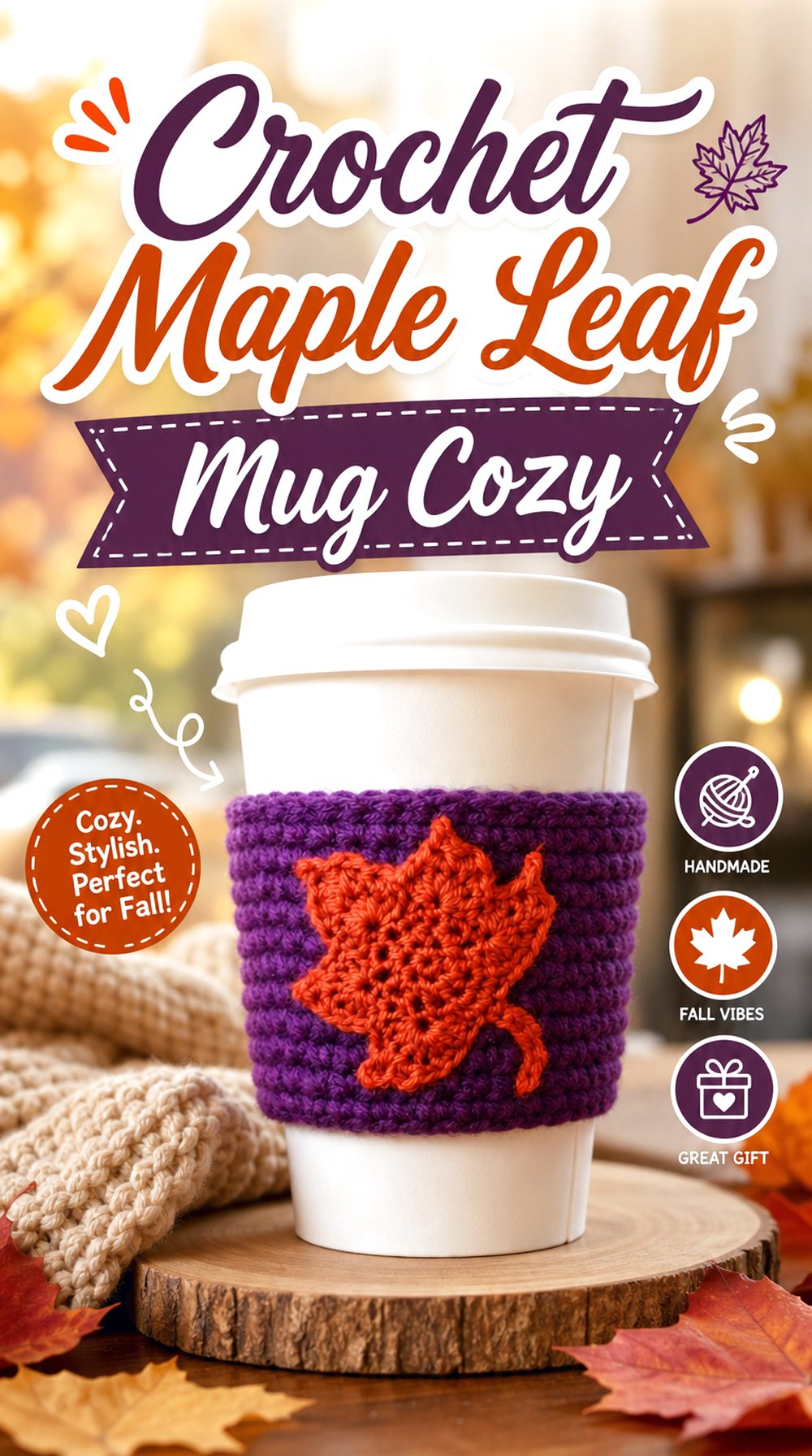 Crochet Maple Leaf Mug Cozy