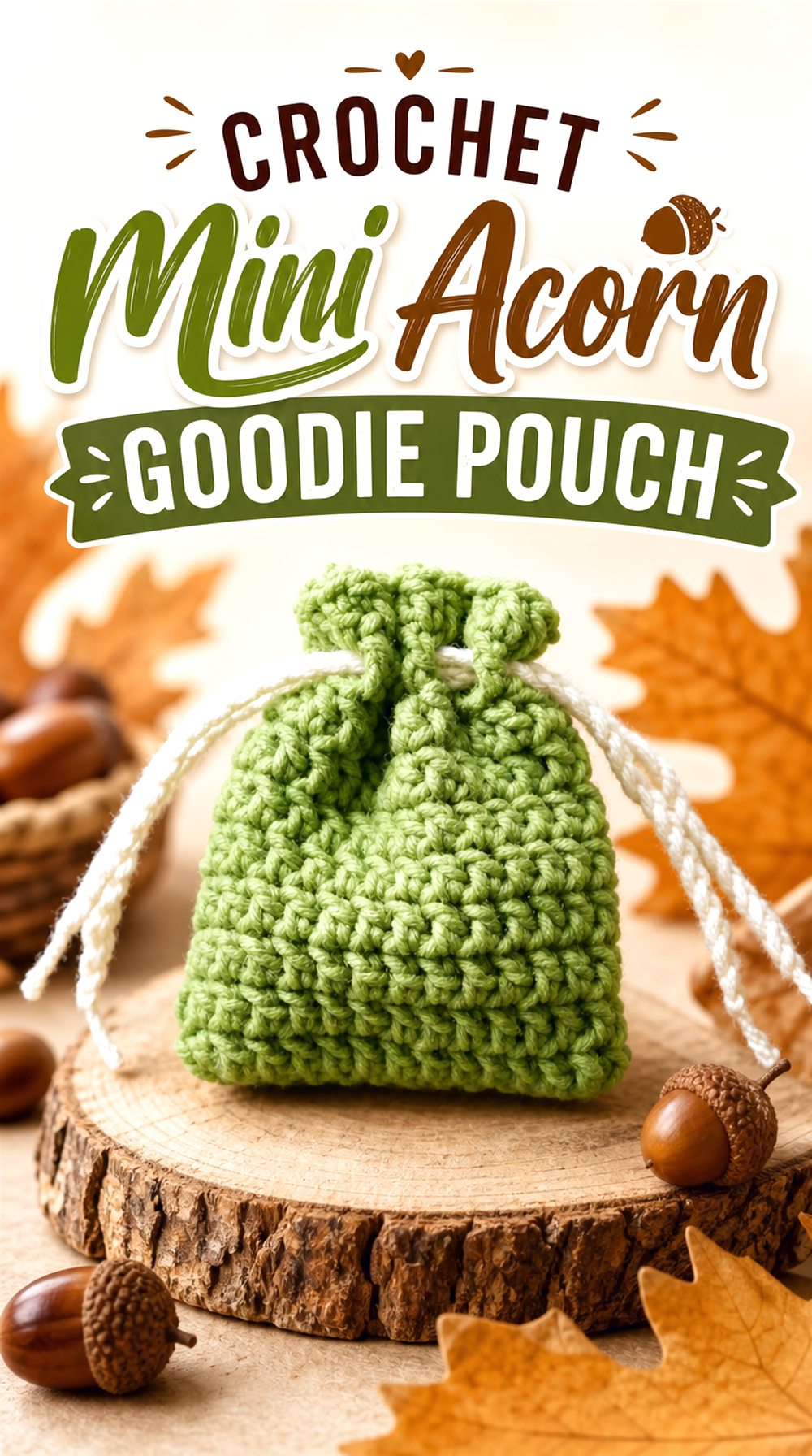 Crochet Mini Acorn Goodie Pouch