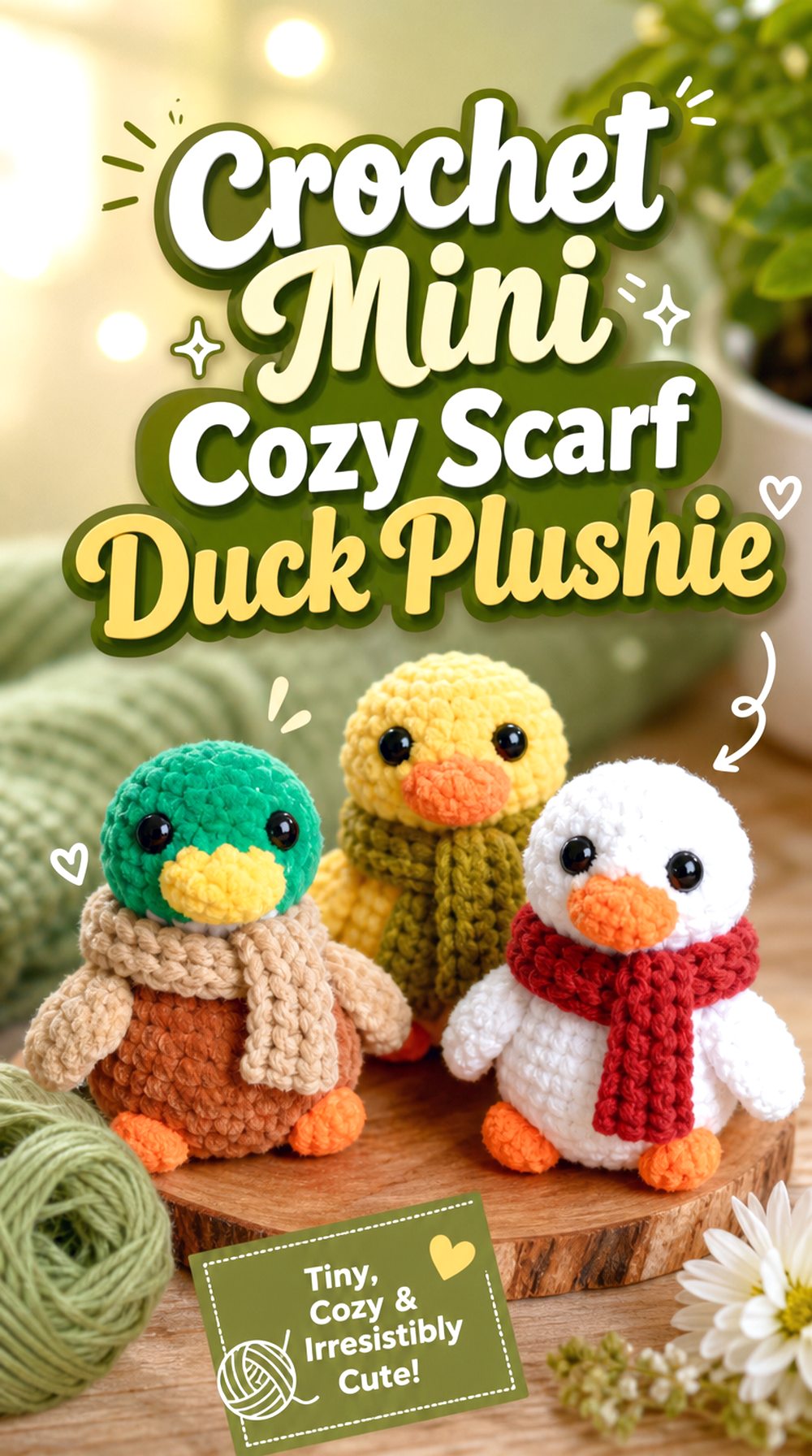 Crochet Mini Cozy Scarf Duck Plushie