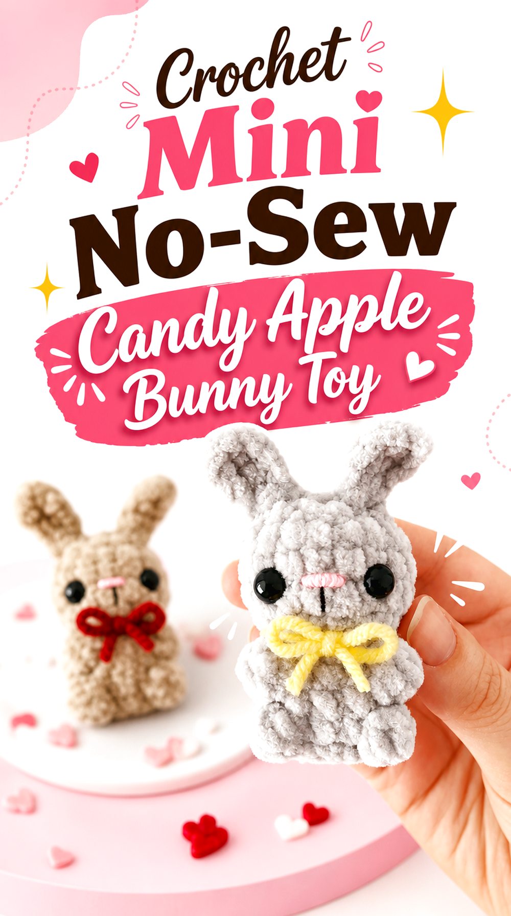 Crochet Mini No Sew Candy Apple Bunny Toy