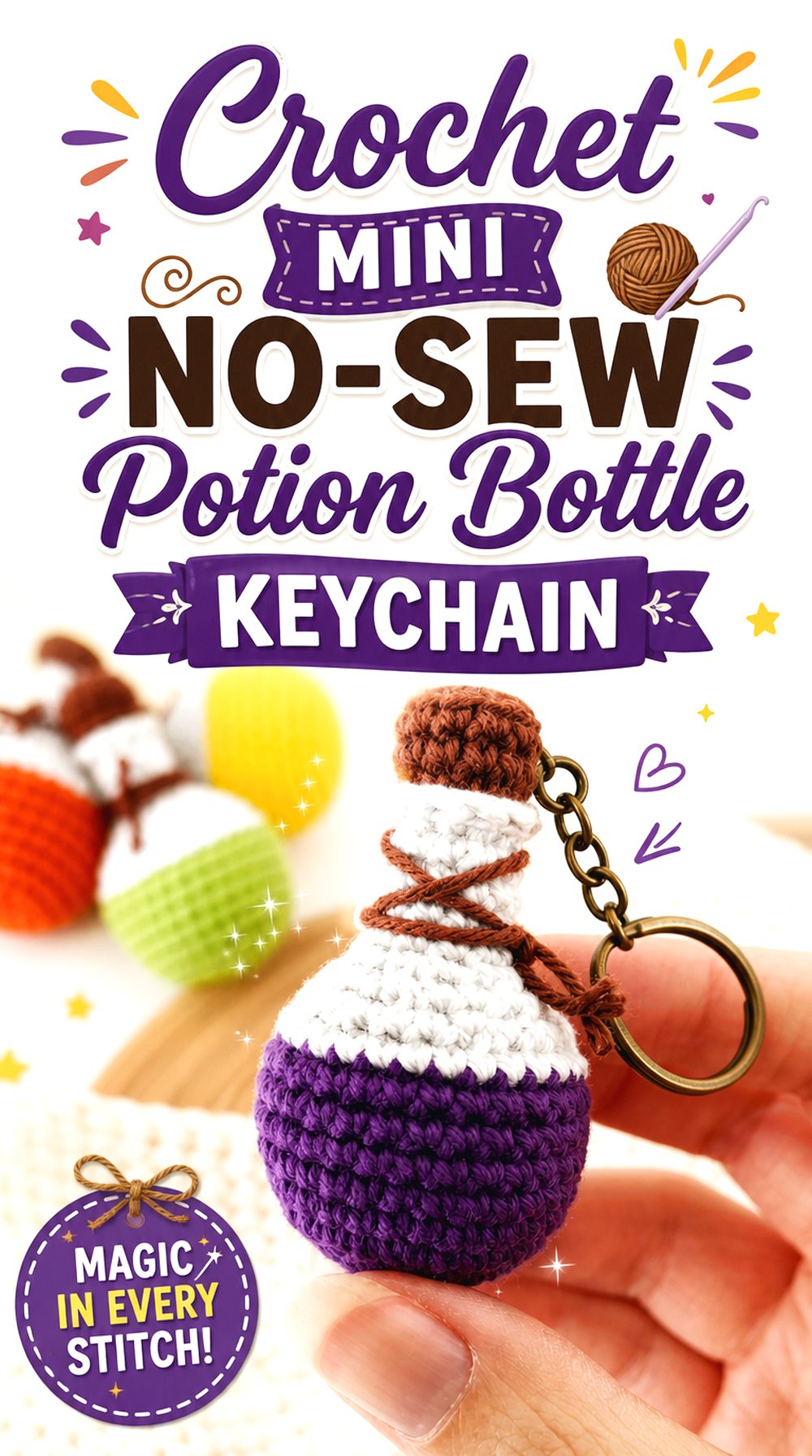 Crochet Mini No Sew Potion Bottle Keychain